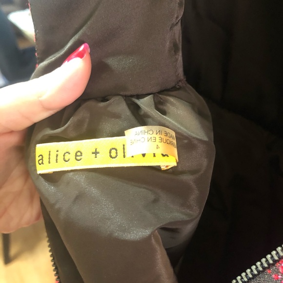 Alice+Olivia nelly puffed dress in red /us 4 - Picture 12 of 16
